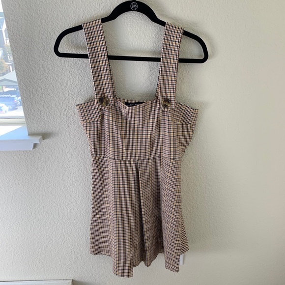 zara plaid overall dress